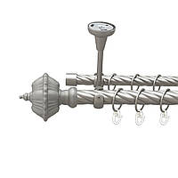 Карниз Orvit Шато металлический двухрядный открытый до потолки скрученная труба кольцо металлическое Сатин