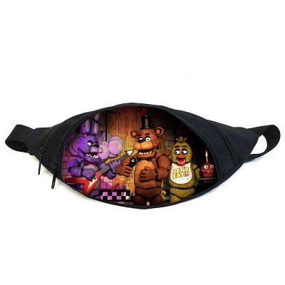 Поясна сумка бананка ФНАФ Аніматроніки (GB-FNAF 5 ночей з Фредді 07) Gear Bag чорна