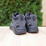 Чоловічі зимові кросівки Adidas Yeezy Boost 700 (темно-сірі) високі рефлективні кроси з хутром О4052топ, фото 4