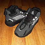 Чоловічі зимові кросівки Adidas Yeezy Boost 700 (темно-сірі) високі рефлективні кроси з хутром О4052топ, фото 6