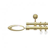 Карниз Orvit Венеция металлический двухрядный литой ГЛАДКАЯ труба кольцо металлическое Золото 16\16 мм 240