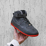 Чоловічі зимові кросівки Nike Air Force Winter (сірі) високі повсякденні кроси 1202 Найктоп, фото 2