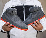 Чоловічі зимові кросівки Nike Air Force Winter (сірі) високі повсякденні кроси 1202 Найктоп, фото 4