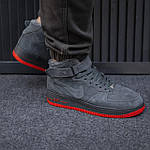 Чоловічі зимові кросівки Nike Air Force Winter (сірі) високі повсякденні кроси 1202 Найктоп, фото 6