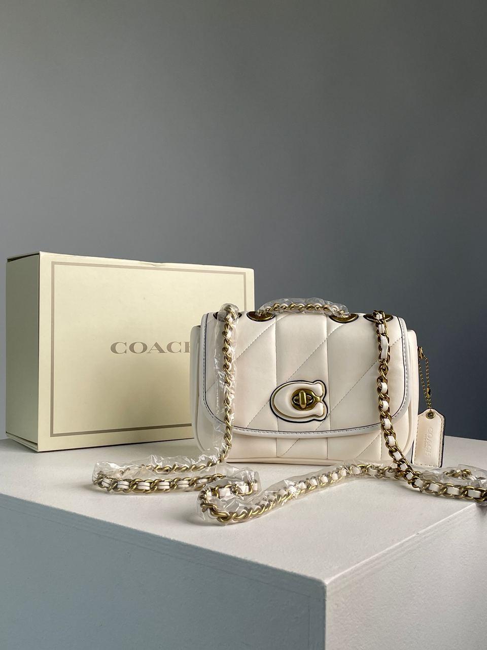 Жіноча сумка Coach Quilted Pillow Madison Shoulder Bag White (біла) розкішна сумочка K6599070топ, фото 1