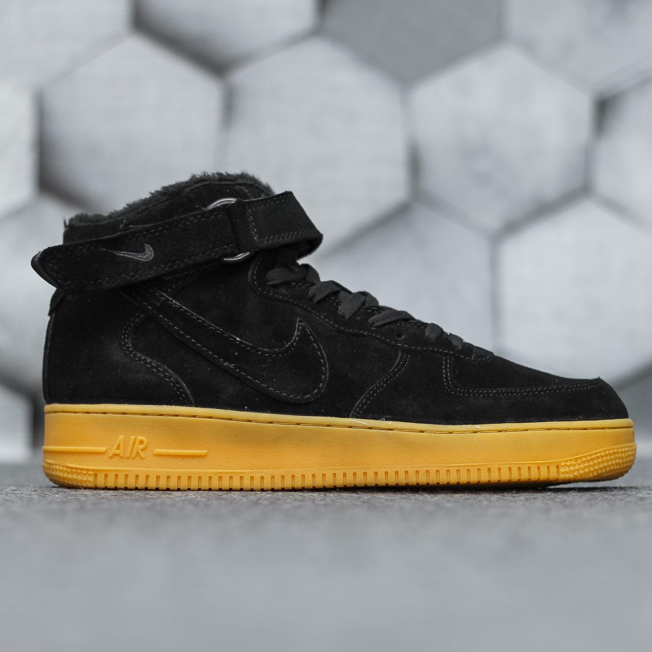 Чоловічі зимові кросівки Nike Air Force Winter (чорні) високі повсякденні кроси 1203 Найктоп, фото 1