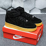 Чоловічі зимові кросівки Nike Air Force Winter (чорні) високі повсякденні кроси 1203 Найктоп, фото 2