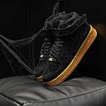 Чоловічі зимові кросівки Nike Air Force Winter (чорні) високі повсякденні кроси 1203 Найктоп, фото 6