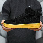 Чоловічі зимові кросівки Nike Air Force Winter (чорні) високі повсякденні кроси 1203 Найктоп, фото 7