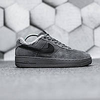 Мужские зимние кроссовки Nike Air Force Winter (серые) высокие повседневные кроссы 1426 Найктоп