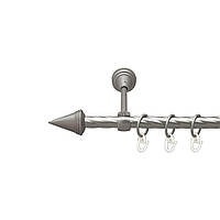 Карниз Orvit Конус металлический однорядный открытый скрученная труба кольцо металлическое Сатин 16 мм 200 см