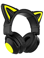 Игровые беспроводные Bluetooth 5.0 наушники ATD ZW-068 с кошачьими ушками с RGB подсветкой Black