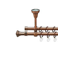 Карниз Orvit Кастелла металлический двухрядный открытый до потолки ГЛАДКАЯ труба кольцо металлическое Медь