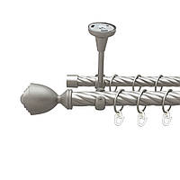 Карниз Orvit Палацио металлический двухрядный открытый до потолки скрученная труба кольцо металлическое Сатин