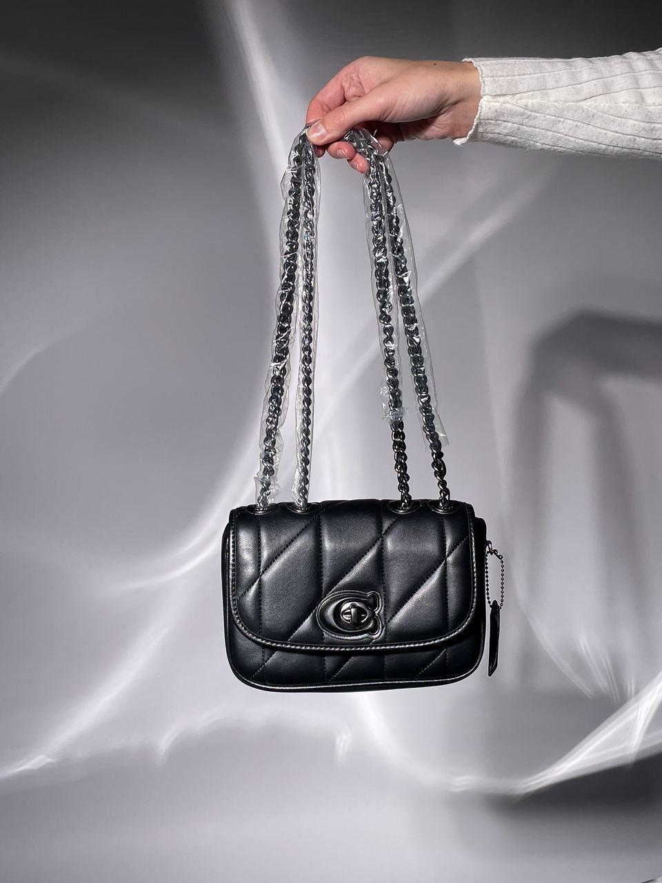 Жіноча сумка Coach Quilted Pillow Madison Shoulder Bag Black (чорна) крута сумочка KIS99071 vkros
