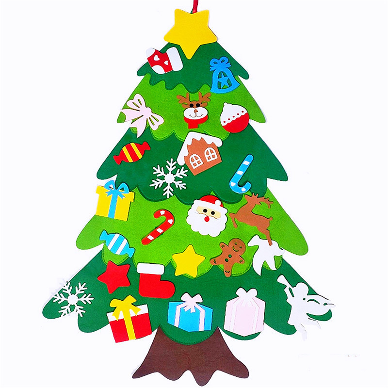 Новорічна ялинка дитяча із фетру на стіну Santa Crismas Tree з набором іграшок 30 штук на липучці