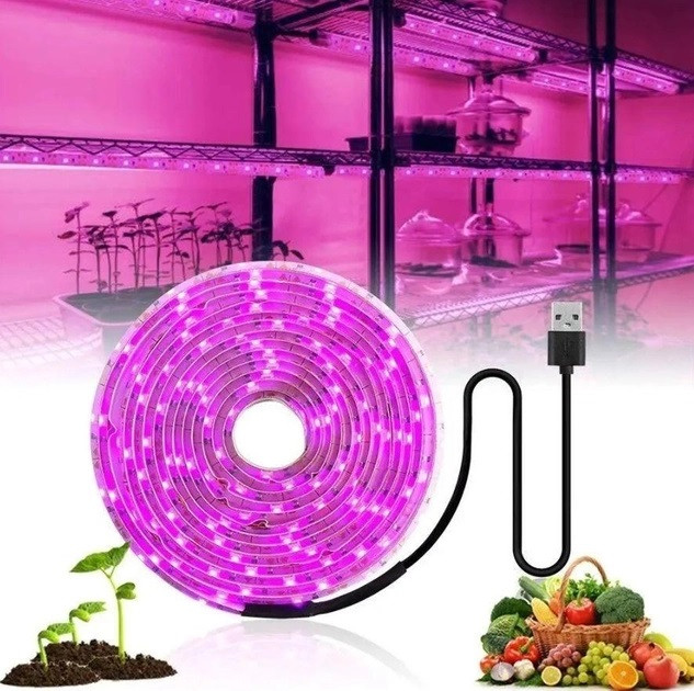 Светодиодная Фитолента для комнатных растений GreenHouse 5V USB 1 Метр - фото 1 - id-p2033271454