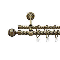 Карниз Orvit Аркадия металлический двухрядный открытый скрученная труба кольцо металлическое АКВАРИЯ 19\16 мм