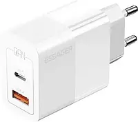 Зарядное устройство Essager Pinchen 33W Travel Phone Charger USB A + TYPE C EU White (ECTAC-PCB02-P)
