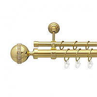 Карниз Orvit Авея металлический двухрядный открытый ГЛАДКАЯ труба кольцо металлическое Золото 25\19 мм 160