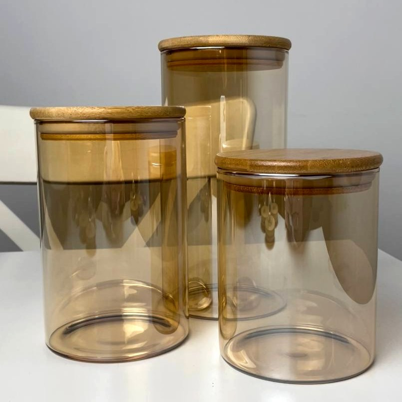 Золота скляна банка для сипучих продуктів 1.3л Shine Crystal