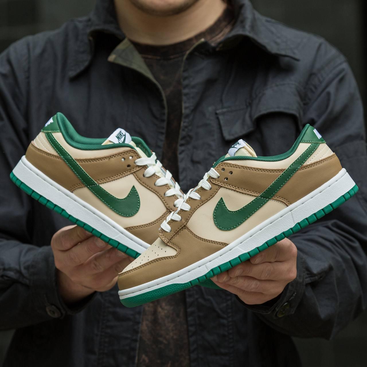 Чоловічі кросівки Nike SB Dunk Beige Green (бежеві з зеленим) яскраві молодіжні осінні кеди I1355топ, фото 1