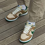 Чоловічі кросівки Nike SB Dunk Beige Green (бежеві з зеленим) яскраві молодіжні осінні кеди I1355топ, фото 7