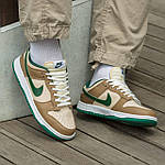 Чоловічі кросівки Nike SB Dunk Beige Green (бежеві з зеленим) яскраві молодіжні осінні кеди I1355топ, фото 9