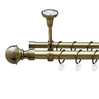Карниз Orvit Бостон металлический двухрядный открытый до потолки ГЛАДКАЯ труба кольцо металлическое АКВАРИЯ
