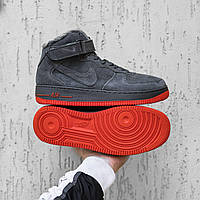 Мужские зимние кроссовки Nike Air Force Winter (серые) высокие повседневные кроссы 1202 Найк house