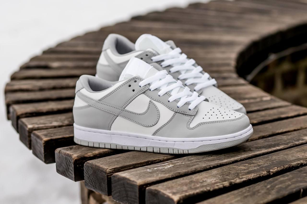 Чоловічі кросівки Nike SB Dunk White Grey (сірі з білим) осінні стильні повсякденні кеди I981топ, фото 1