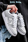 Чоловічі кросівки Nike SB Dunk White Grey (сірі з білим) осінні стильні повсякденні кеди I981топ, фото 2