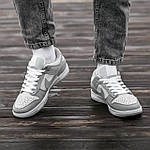 Чоловічі кросівки Nike SB Dunk White Grey (сірі з білим) осінні стильні повсякденні кеди I981топ, фото 6