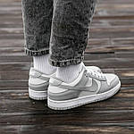 Чоловічі кросівки Nike SB Dunk White Grey (сірі з білим) осінні стильні повсякденні кеди I981топ, фото 8