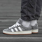 Жіночі зимові кросівки Adidas Campus Grey/White (сірі з білим) модні кеди на хутрі I1490топ, фото 7
