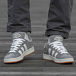 Жіночі зимові кросівки Adidas Campus Grey/White (сірі з білим) модні кеди на хутрі I1490топ, фото 8
