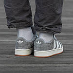 Жіночі зимові кросівки Adidas Campus Grey/White (сірі з білим) модні кеди на хутрі I1490топ, фото 9
