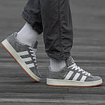 Жіночі зимові кросівки Adidas Campus Grey/White (сірі з білим) модні кеди на хутрі I1490топ, фото 10