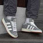 Жіночі зимові кросівки Adidas Campus Grey/White (сірі з білим) модні кеди на хутрі I1490топ, фото 11