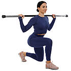 Палка гімнастична 3-х секційна Body Bar Zelart FI-9994-9 вага 9кг чорний-білий, фото 9