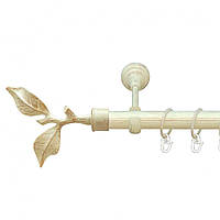 Карниз Orvit Листок Розы металлический однорядный открытый РИФЛЕНАя труба кольцо металлическое Белое Золото 25