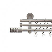 Карниз Orvit Барамелла металлический трехрядный цилиндр (20 см) ГЛАДКАЯ труба кольцо металлическое Сатин