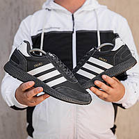 Мужские зимние кроссовки Adidas INIKI (серые с белым) термо кроссы с флисовой подкладкой 2468 vkros