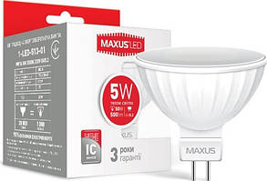 MAXUS Лампа світлодіодна 5W MR16 3000K 220V GU5.3