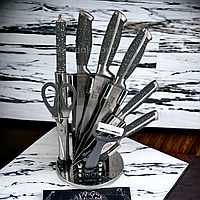 Набор ножей из 9 предметов Zepline. Гарантия! Набор кухонный серый