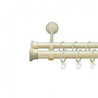 Карниз Orvit Дуо металлический двухрядный открытый ГЛАДКАЯ труба кольцо металлическое Белое Золото 25\19 мм