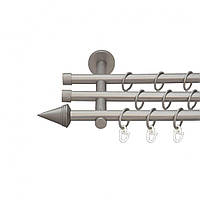 Карниз Orvit Конус металлический трехрядный цилиндр (20 см) ГЛАДКАЯ труба кольцо металлическое Сатин