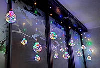 Новогодняя гирлянда-штора светодиодная с шарами (мультиколор) праздничное освещение интерьера ZB-007-M-USBтоп