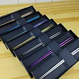 Палички для їжі/суші з неіржавкої сталі 304 у подарунковому пакованні, фото 2