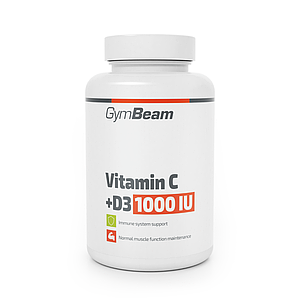 (уцінка термін по 3,25) Вітамін С + Д3 GymBeam Vitamin C + D3 1000 IU 90 капс.